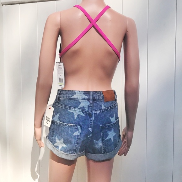 [Billabong] Stars Print CutOff Denim Shorts NWT 01 - Picture 2 of 5